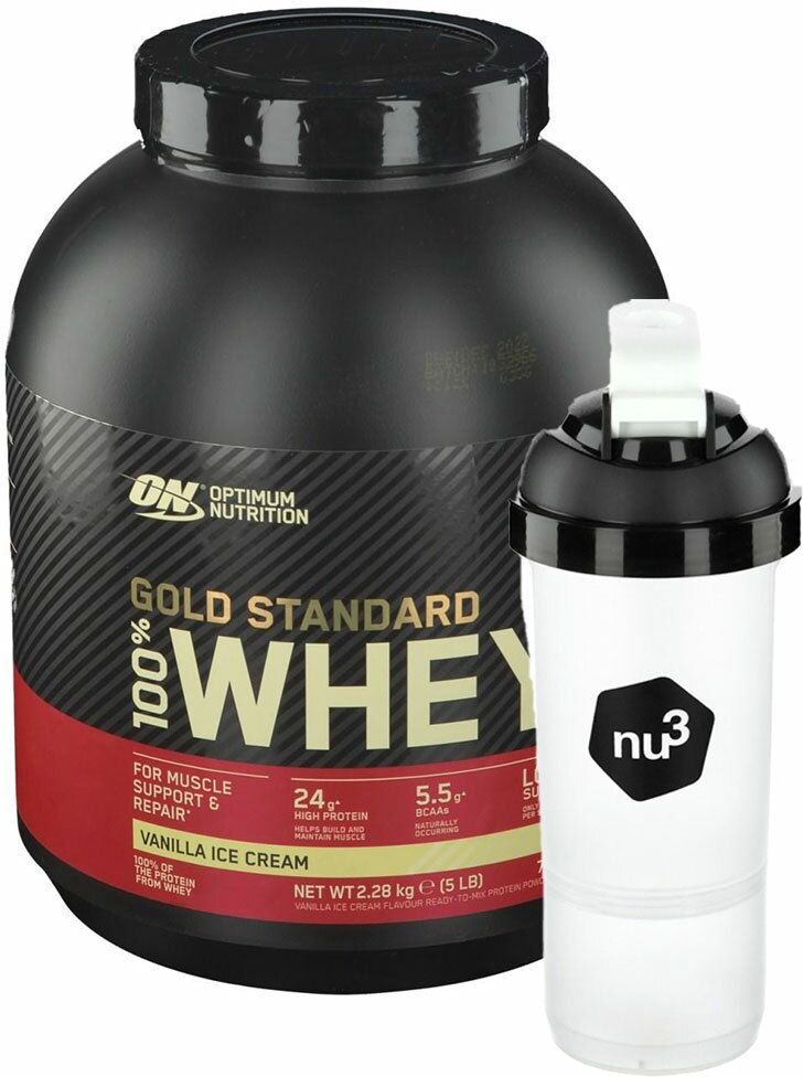 Diverse Optimum Nutrition 100 % Whey Gold Standard Vanilla Ice Cream + nu3 SmartShaker