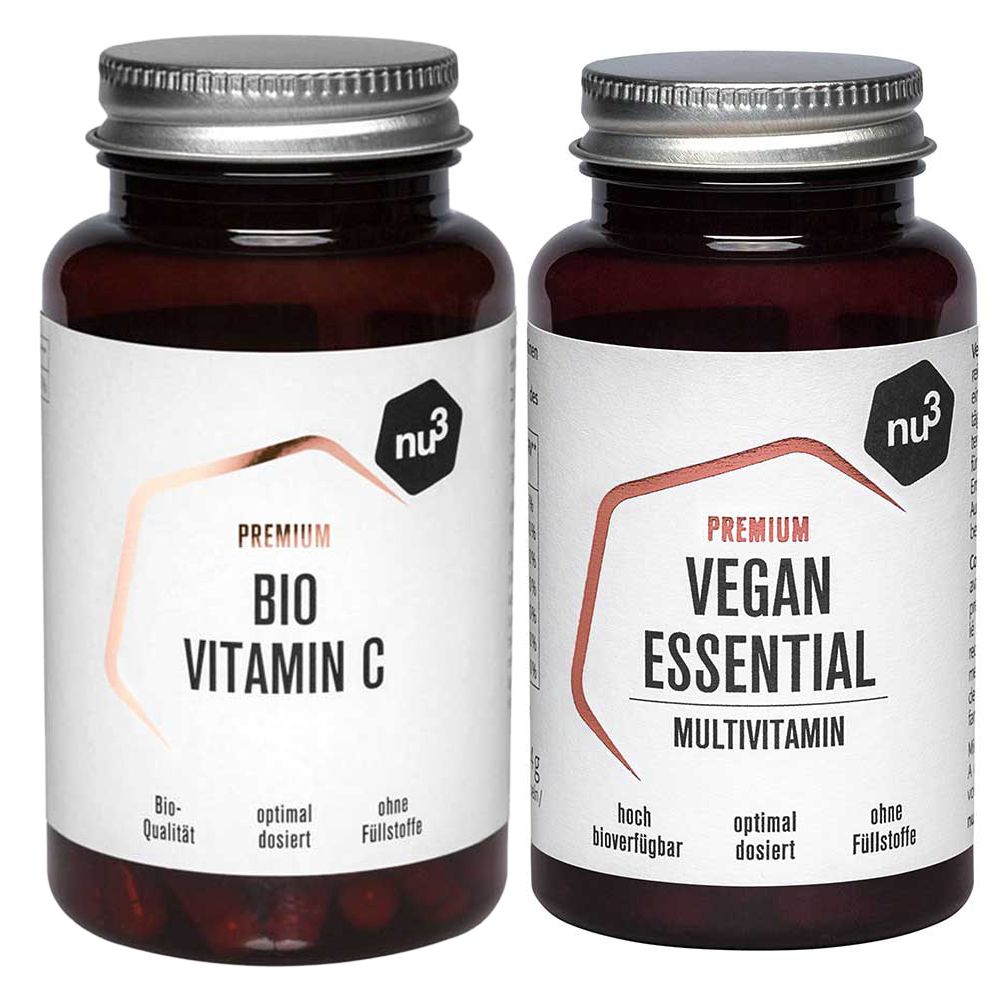 nu3 Premium Vegan Essenstial Multivitamin Kapseln + nu3 Premium Bio Vitamin C