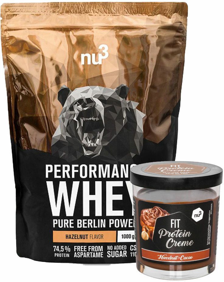 nu3 GmbH nu3 Performance Whey, Haselnuss - Proteinpulver + nu3 Fit Protein Creme Hazelnut-Cacao