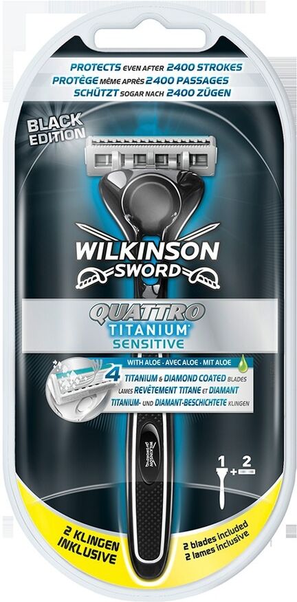 Wilkinson Quattro Quattro Titanium Herren Rasierer mit 2 Rasierklingen 1 Stk.