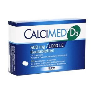 Hermes Arzneimittel Calcimed D3 500mg/1000 I.E. Kautabletten 48 Stück