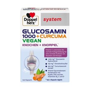 Queisser DOPPELHERZ Glucosamin 1000+Curcuma vegan syst.Kps. 120 Stück