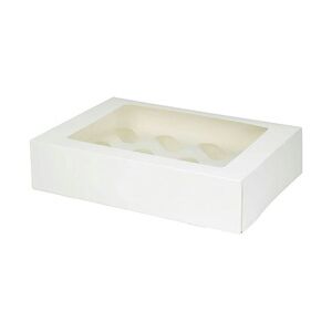 greenbox - 12er Cupcake-Boxen inkl. Einlage, PLA-Fenster, weiß, 100 St.