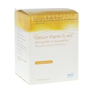 Acis Arzneimittel GmbH Calcium Vitamin D3 acis 500mg/400 I.E. Kautabletten 100 Stück