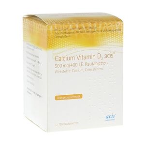 Acis Arzneimittel GmbH Calcium Vitamin D3 acis 500mg/400 I.E. Kautabletten 120 Stück