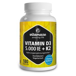 Vitamaze GmbH VITAMIN D3 K2 5000 I.E./100 µg hochdosiert Tabl. 180 Stück