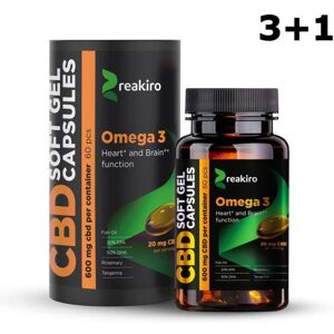 Cbd Certified Lot De 4 X 60 Gélules Cbd Reakiro Full Spectrum (4 X 600mg), Omega 3. Ingrédients 100% Naturels.