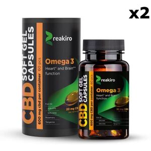 Cbd Certified Lot De 2 X 60 Gélules Cbd Reakiro Full Spectrum (2 X 600mg), Omega 3. Ingrédients 100% Naturels.