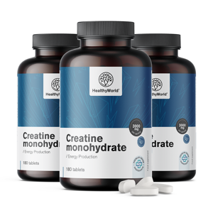 HealthyWorld 3x Kreatin Monohydrat 3000 mg, zusammen 540 Tabletten