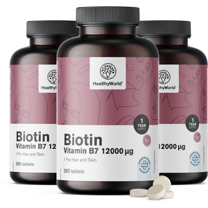 HealthyWorld 3x Biotin 12.000 µg, zusammen 1095 Tabletten