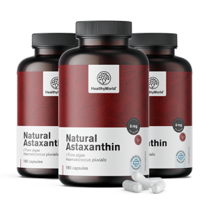 HealthyWorld 3x Natürliches Astaxanthin 8 mg, zusammen 540 Kapseln