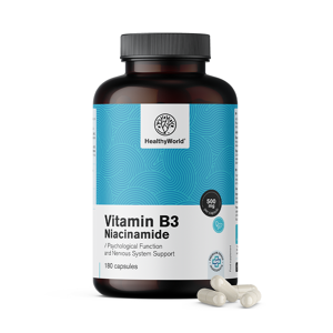 HealthyWorld Vitamin B3 500 mg – Niacinamid, 180 Kapseln