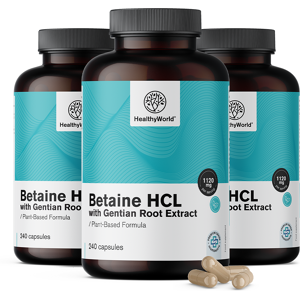 HealthyWorld 3x Betain HCL 1120 mg, zusammen 720 Kapseln