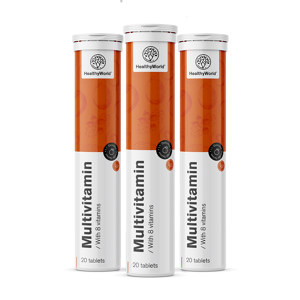 HealthyWorld 3x Multivitamine – Brausetabletten, zusammen 60 Brausetabletten