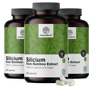 HealthyWorld 3x Silizium 250 mg – aus Bambusextrakt, zusammen 720 Kapseln