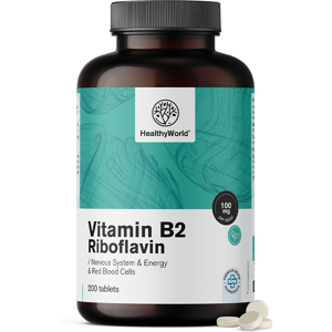 HealthyWorld Vitamin B2 – Riboflavin 100 mg, 200 Tabletten