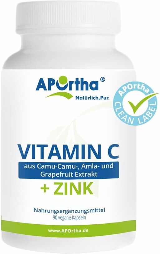 APOrtha APOrtha® Natürlicher Vitamin C Komplex + Bioflavonoide + Zink - 90 vegane Kapseln