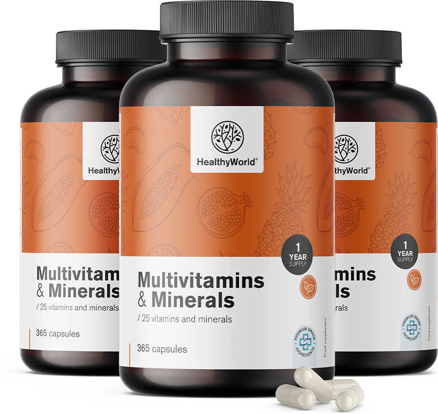 HealthyWorld 3x Multivitamine und Mineralstoffe, zusammen 1095 Kapseln