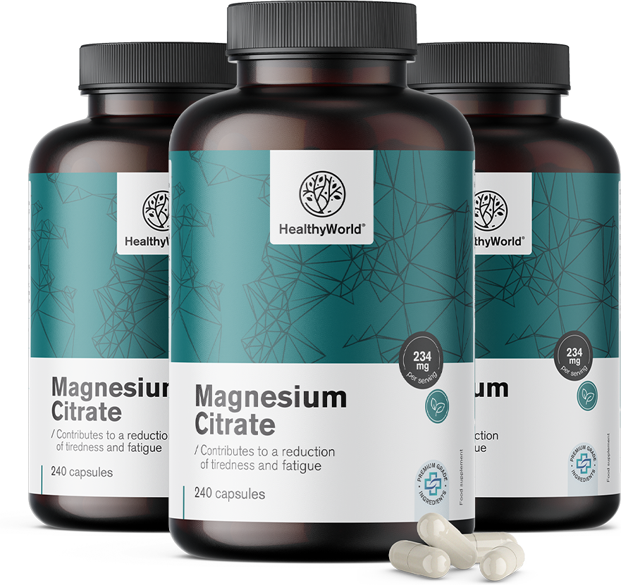 HealthyWorld 3x Magnesiumcitrat 234 mg, zusammen 720 Kapseln