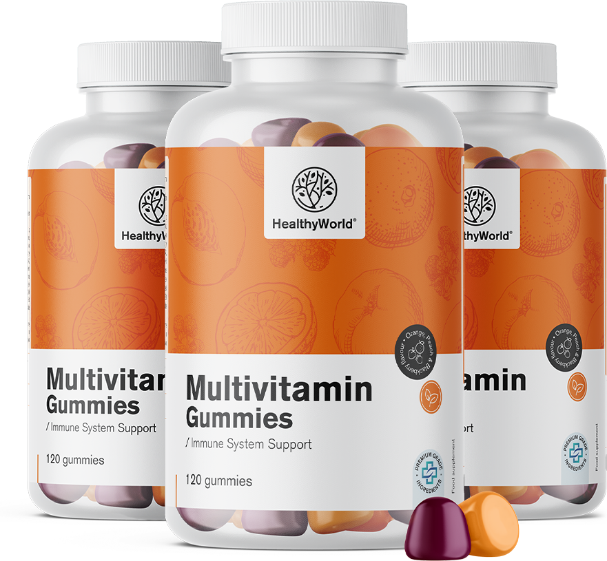 HealthyWorld 3x Multivitamine, zusammen 360 Gummibonbons