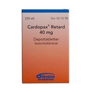 Cardopax Retard 40 mg (Håndkøb, apoteksforbeholdt) 250 stk Depottabletter orion pharma