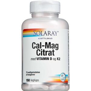 Solaray Cal-Mag Citrat + D & K Kosttilskud 150 stk - D-Vitamin Børn - Kalktilskud