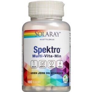 Solaray Spektro Multi-Vita-Min Uden Jern og Vitamin K Kosttilskud 100 stk - Multivitaminer