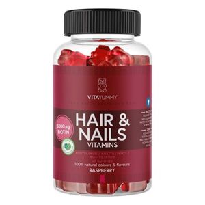VitaYummy Hair & Nails Raspberry Kosttilskud 60 stk - Vingummi vitaminer - Hår vitamin, vitaminer til negle