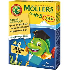 Möller's Omega-3 Fiskegele med omega-3 syrer og D3-vitamin til børn Æble 36 stk.