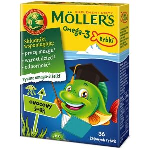 Möller's Omega-3 Fiskegele med omega-3 syrer og D3-vitamin til børn Frugtagtig 36 stk.