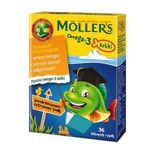 Möller's Omega-3 Fiskegele med omega-3 syrer og D3 vitamin til børn Appelsin og citron 36 stk.