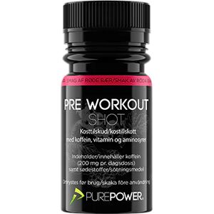 Purepower Pre-Workout Shot (Pwo) Røde Bær 60 Ml - Energipulver