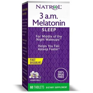 Natrol 3 A.M. Melatonin Hurtigopløselige, Lavendel Vanilje - 60 Tabletter