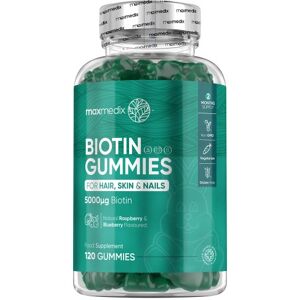 maxmedix Biotin Gummies 5000 mcg, 120 stk - Vitaminer til hår, hud og negle - 2 måneders forbrug