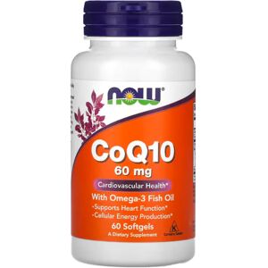 Now Foods Ahora Coenzima Q10 + Omega 3 60mg Cápsulas x60