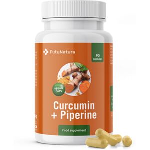 FutuNatura Curcumina + piperina 500 mg, 90 cápsulas