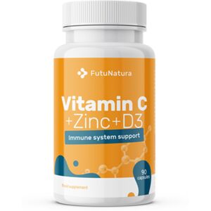 FutuNatura Vitamina C + zink + vitamina D3, 90 cápsulas