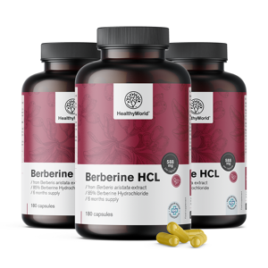 HealthyWorld® 3x Berberina HCL 500 mg, en total 540 cápsulas
