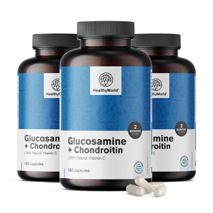 HealthyWorld® 3x Glucosamina + condroitina, en total 540 cápsulas
