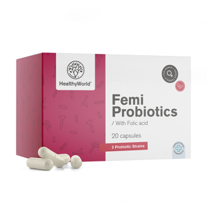 HealthyWorld® Femi Probiotics - para las mujeres, 20 cápsulas