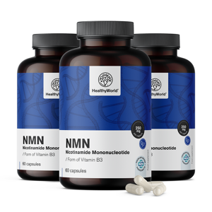 HealthyWorld® 3x NMN – nicotinamida mononucleótida 250 mg, en total 180 cápsulas