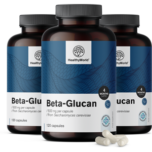 HealthyWorld® 3x Beta-glucano 500 mg, en total 360 cápsulas