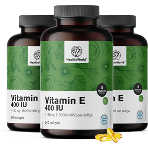 HealthyWorld® 3x Vitamina E 400 UI, en total 720 cápsulas blandas