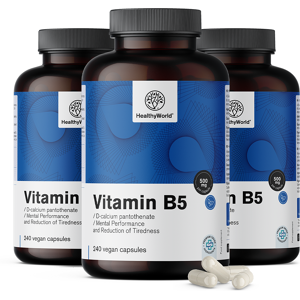 HealthyWorld® 3x Vitamina B5 500 mg, en total 720 cápsulas