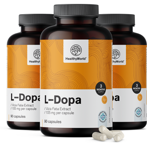 HealthyWorld® 3x L-dopa 105 mg - de extracto de haba, en total 270 cápsulas