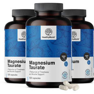 HealthyWorld® 3x Taurato de magnesio 2000 mg, en total 360 cápsulas