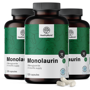 HealthyWorld® 3x Monolaurina 500 mg, en total 360 cápsulas