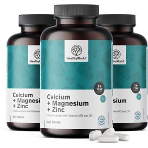 HealthyWorld® 3x Calcio + magnesio + zinc, en total 1200 comprimidos