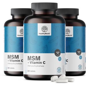 HealthyWorld® 3x MSM 2000 mg – con vitamina C, en total 1095 comprimidos