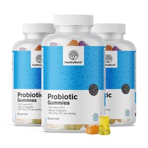 HealthyWorld® 3x Probiotic - gominolas de cultivo microbiológico, en total 270 gominolas